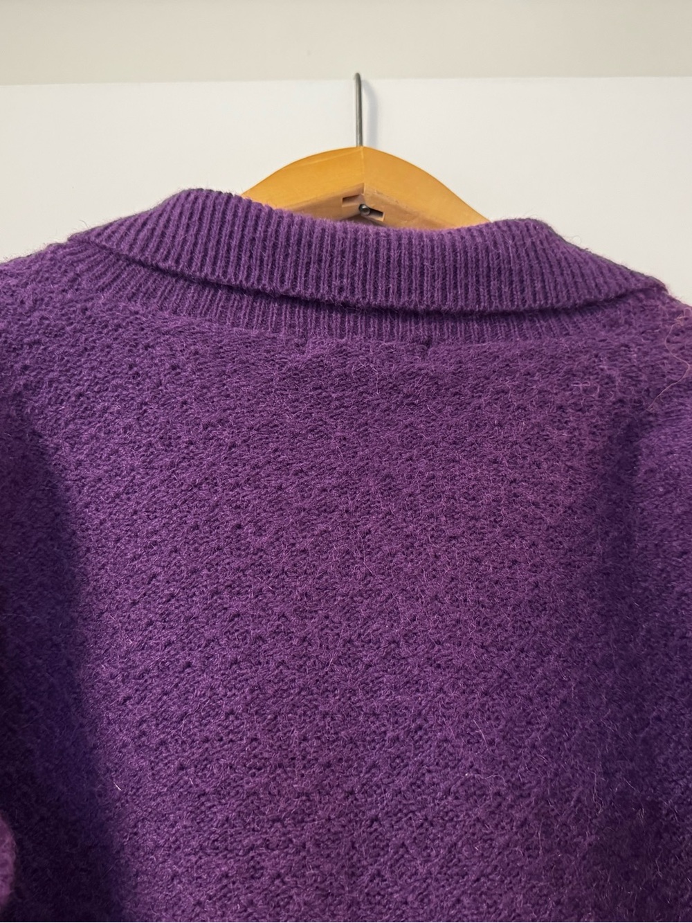 Birds of North America Chat Purple Chunky Knit Collared Cardigan Sweater medium - Picture 5 of 9